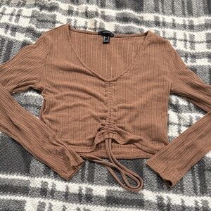Forever 21 Brown Ribbed Crop Top